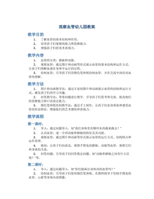 《观察血管》幼儿园教案