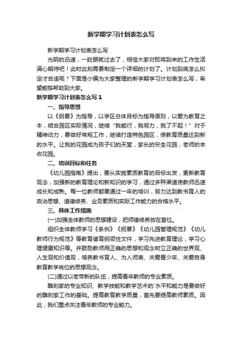 新学期学习计划表怎么写