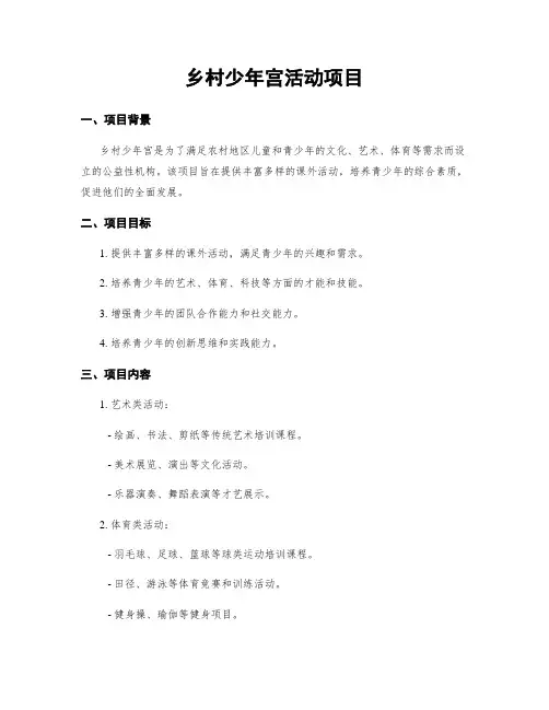 乡村少年宫活动项目