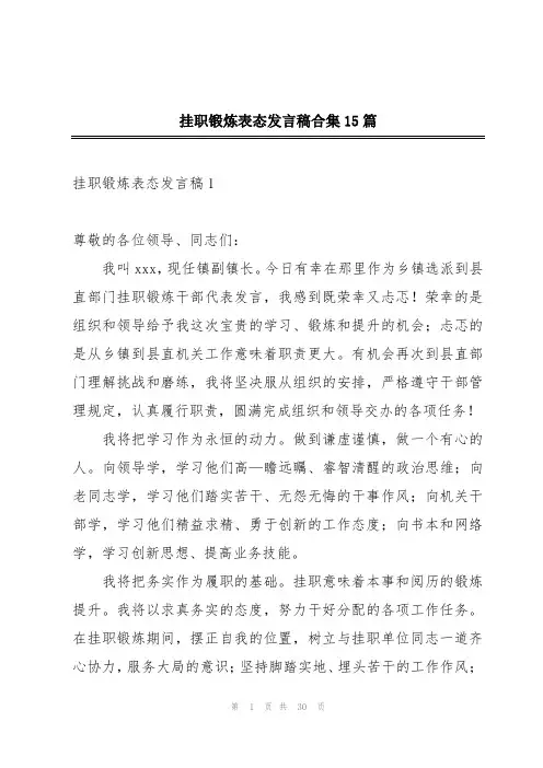 挂职锻炼表态发言稿合集15篇