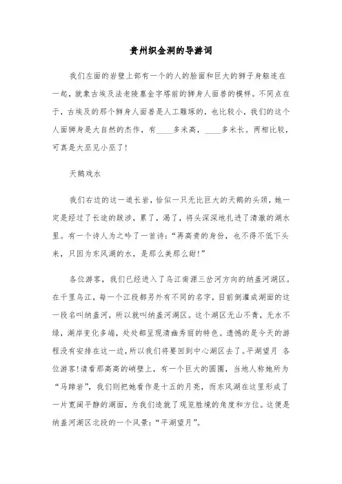 贵州织金洞的导游词(六篇)