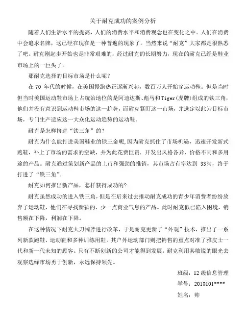 帅(耐克案列分析)