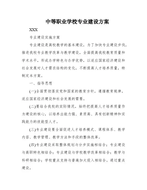 中等职业学校专业建设方案