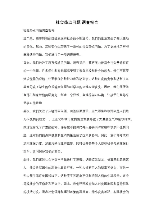 社会热点问题 调查报告
