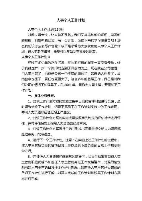 人事个人工作计划（15篇）