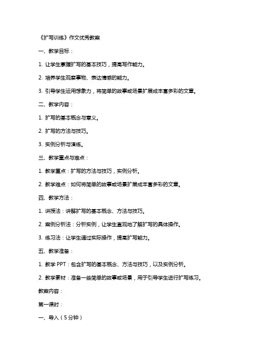 《扩写训练》作文教案