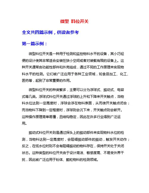 微型 料位开关
