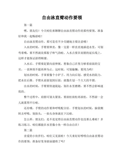 自由泳直臂动作要领