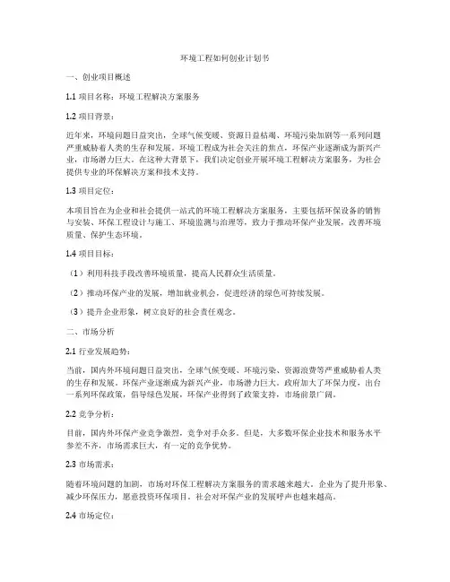 环境工程如何创业计划书