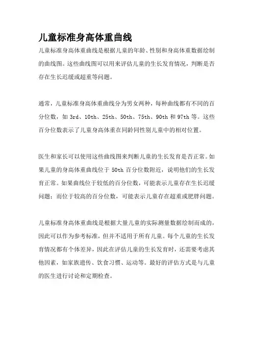 儿童标准身高体重曲线
