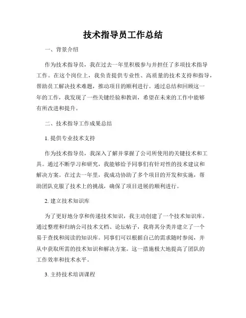 技术指导员工作总结