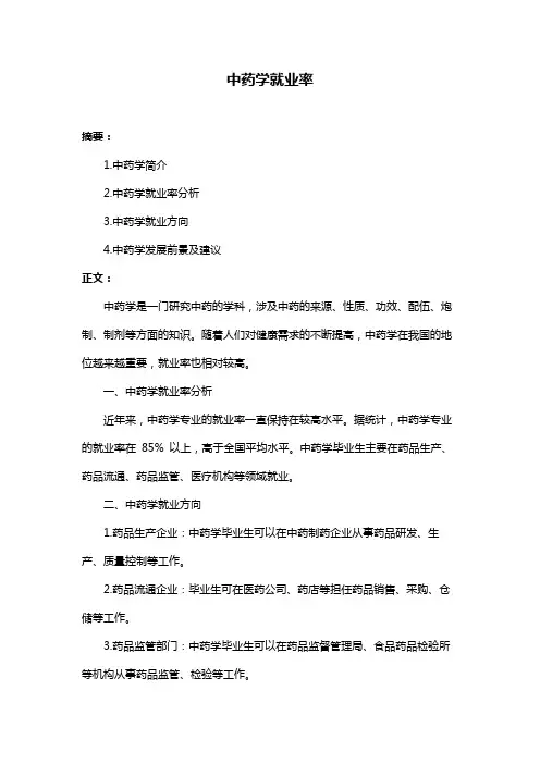 中药学就业率