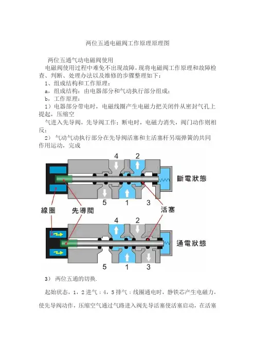 两位五通电磁阀工作原理 原理图