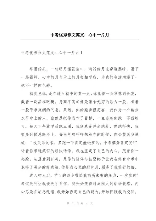 中考优秀作文范文：心中一片月