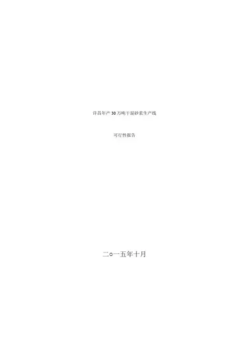 年产30万吨干混砂浆生产线项目可行性分析报告
