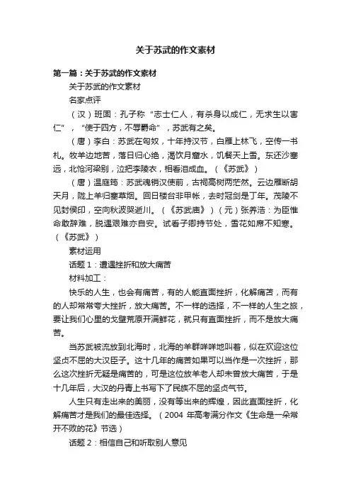 关于苏武的作文素材