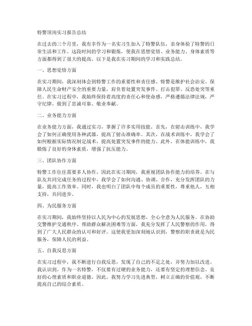 特警顶岗实习报告总结