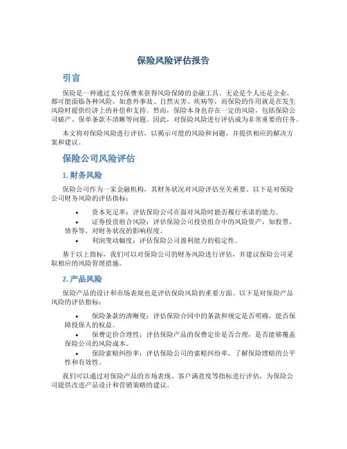 保险风险评估报告