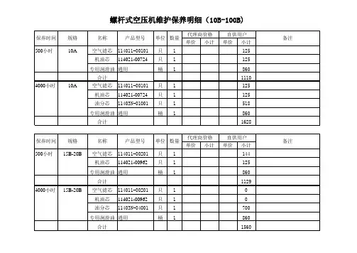 螺杆式空压机保养价格