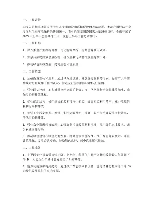 总量减排上半年工作总结
