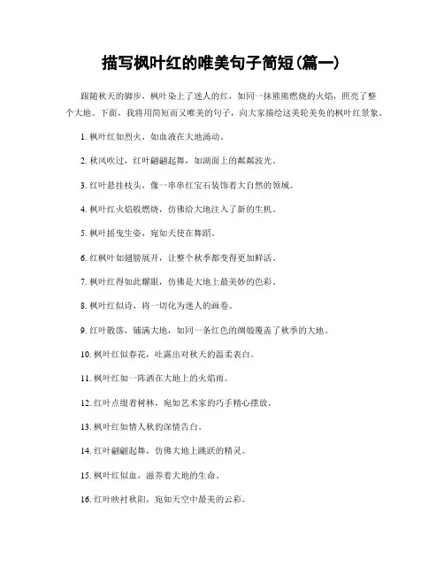 描写枫叶红的唯美句子简短(精选合集2篇)