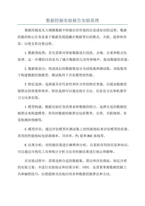 数据挖掘实验报告实验原理