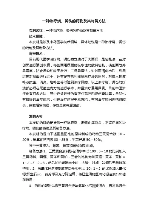 一种治疗烧、烫伤的药物及其制备方法