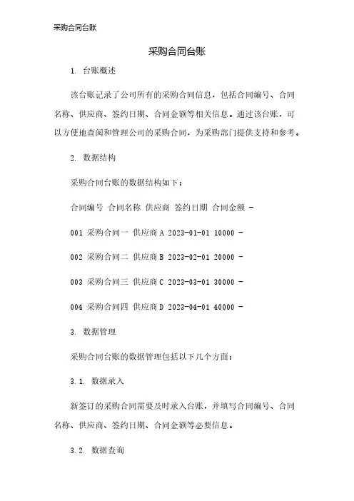 采购合同台账