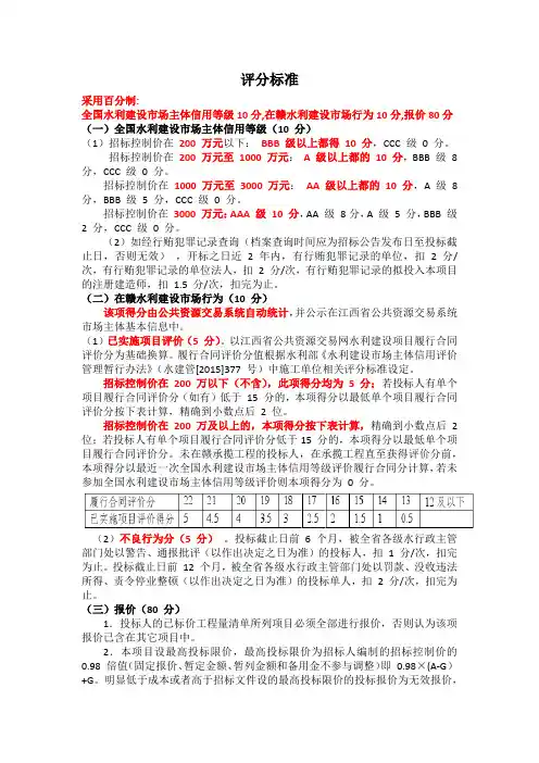 水利项目评分标准