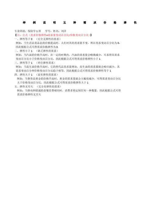 举例说明五种需求价格弹性