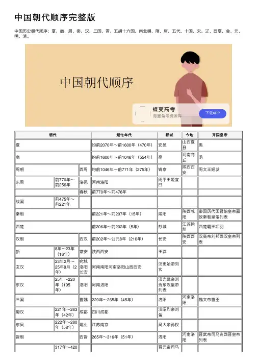 (完整版)中国朝代表(中英文对照) - 吾爱文档