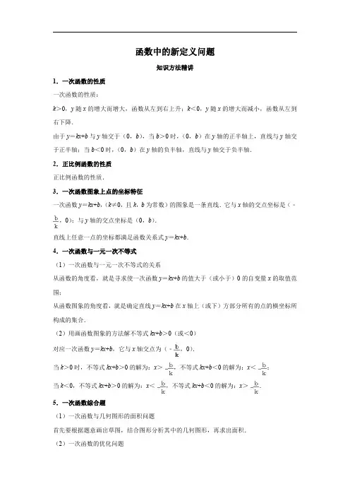 2025年中考数学思想方法复习系列 【新定义问题】函数中的新定义问题(原卷版)