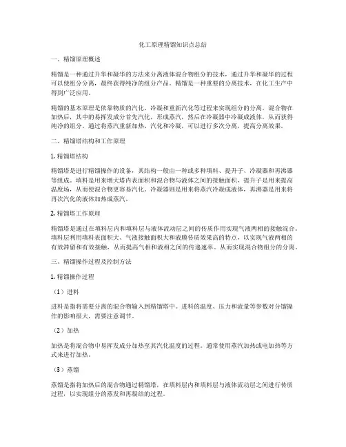 化工原理精馏知识点总结
