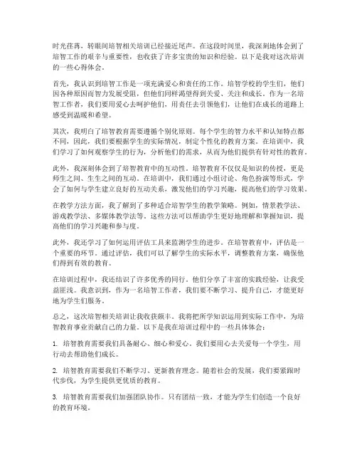 培智相关培训心得体会范文