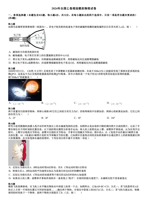 2024年全国乙卷理综模拟物理试卷
