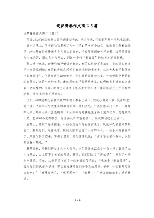逐梦青春作文高二5篇