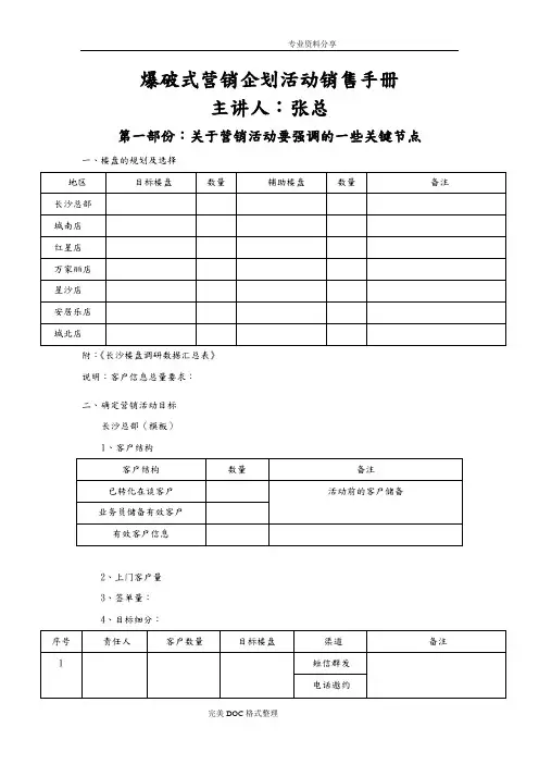 家装公司爆破式营销企划活动销售手册范本