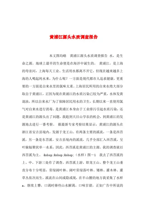 2019年整理--黄浦江源头水质调查报告