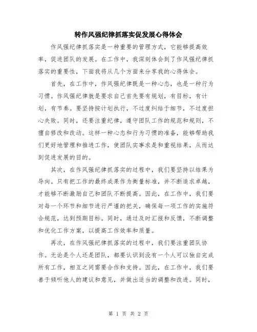 转作风强纪律抓落实促发展心得体会