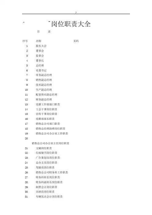 【实例】某国有企业岗位职责大全(192页)