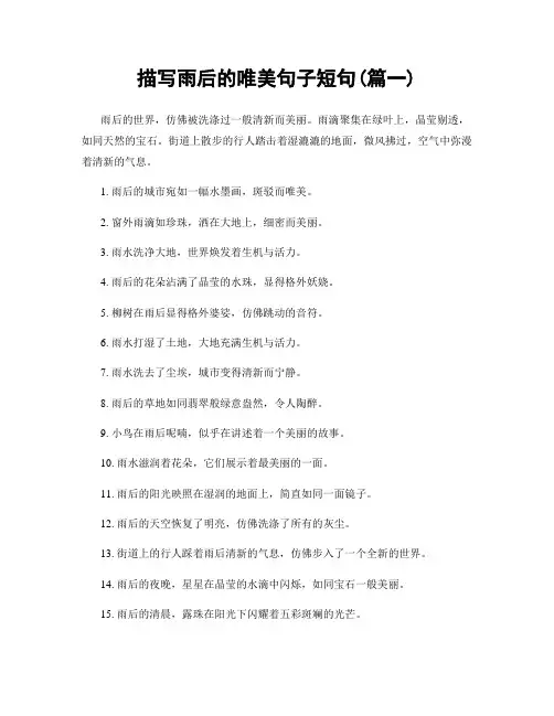 描写雨后的唯美句子短句(精选两篇)