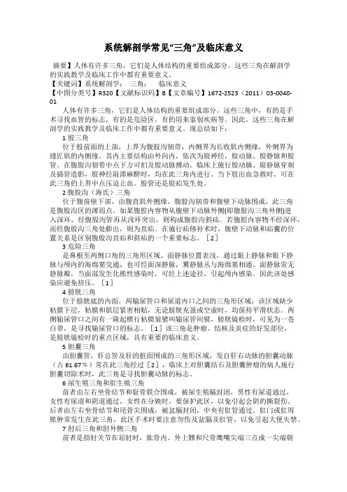 系统解剖学常见“三角”及临床意义