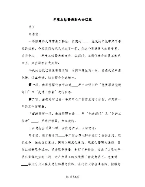 年度总结暨表彰大会议程（2篇）