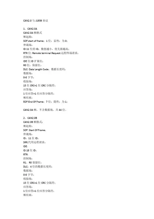 CAN2.0与J1939协议