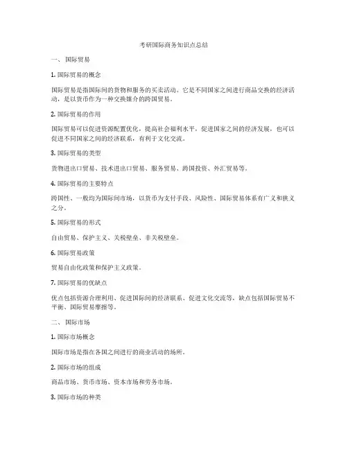 考研国际商务知识点总结