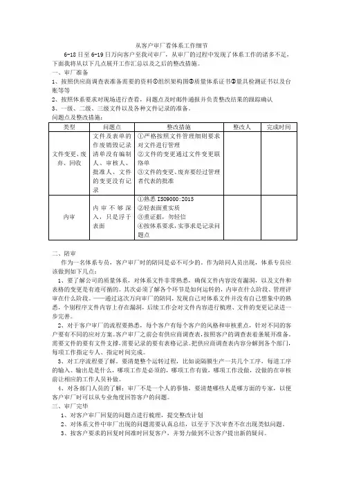 从审厂看体系工作细节