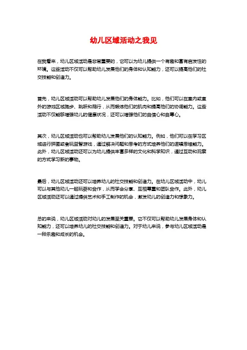 幼儿区域活动之我见