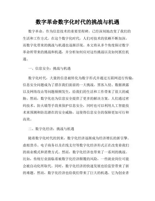 数字革命数字化时代的挑战与机遇