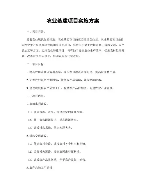 农业基建项目实施方案