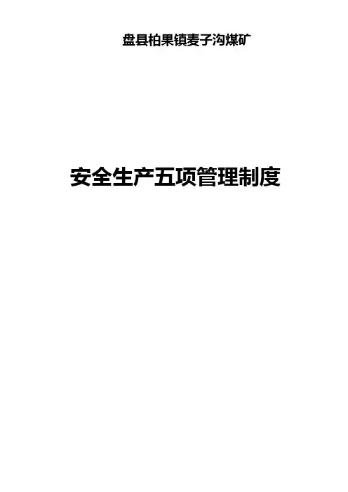 煤矿五项安全管理制度